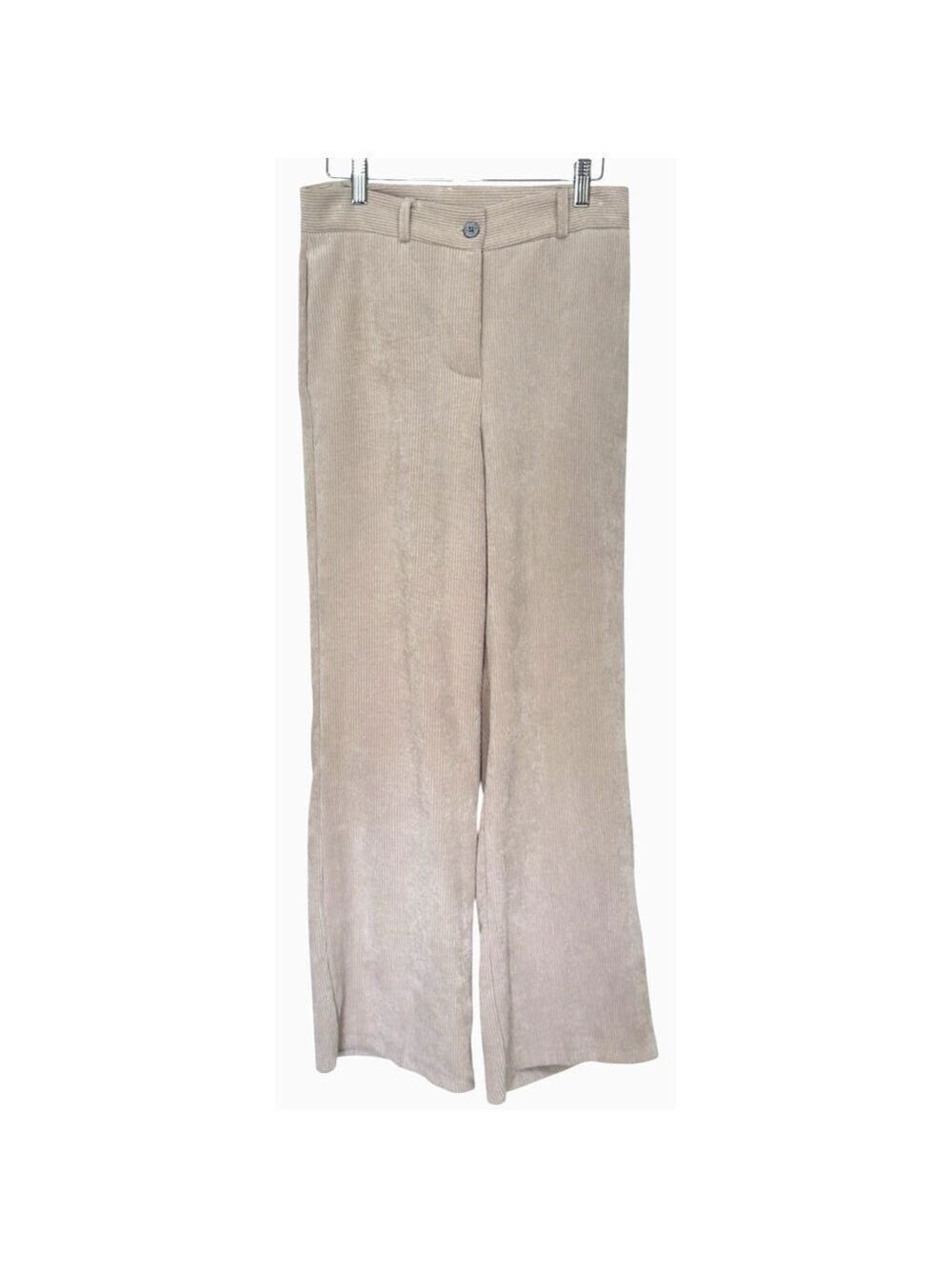 Vintage Made In Italy Tan Velour Corduroy Wide Leg Pants High Waist Sz 6 29"x30"